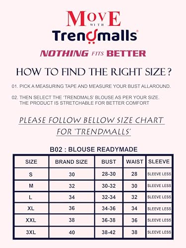 Image of TRENDMALLS Women's Dobby Pure Cotton Elastin Stretchable Readymade Round Neck Sleeveless Blouse Choli Stylish Saree Blouse Ready to Wear