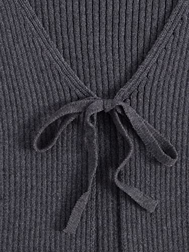 Image of Floerns Women's Tie Front Long Sleeve Rib Knit Shrug Sweaters Cardigan Crop Top