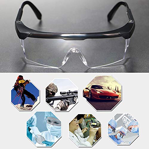 KKmoon Óculos de segurança com braços estendidos Óculos de proteção pessoal para adultos com lentes