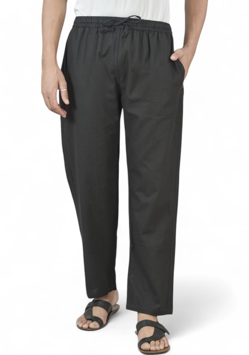 qashida Men’s Formal Cotton Pants, Pure Cotton, Elastic Waist with Drawstring, Formal & Lounge Wear-picture-13