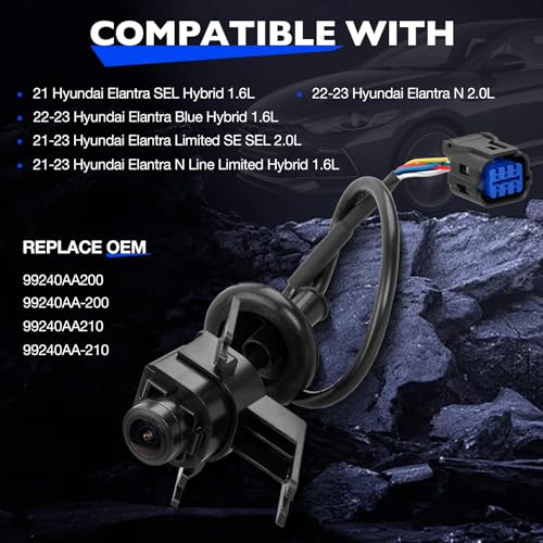 Image of Backup Camera Compatible with Hyundai Elantra N Line 2022 2023 SE SEL Limited Hybrid, Reversing Parking Assist Reverse Camera, Replace 99240AA200 99240AA210