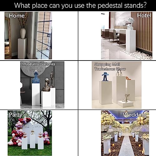 Vincidern 3Pcs Metal Display Pedestal Stands, White Pedestal Stand For Party, Weddings, Baby Shower Parties, Cube Pedestals Stand For Sculpture Display, Home Decor #TOP1