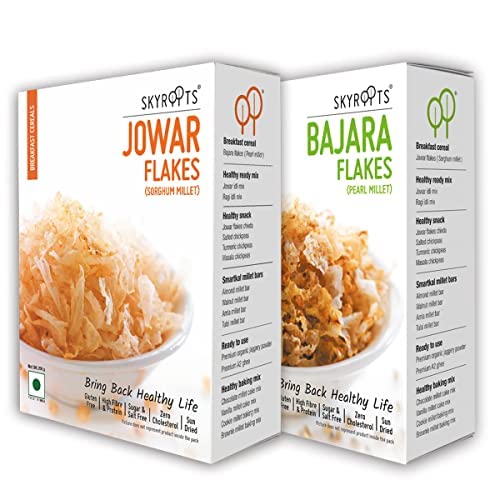 SKYROOTS Jowar & Bajra Flakes (2 Pack, 250g Each) - High-Protein No Gluten Ingredients Millets Cereal | Healthy Breakfast for Men, Women & Kids (B09PDZ1LKC) Amazon Price History, Amazon Price Tracker