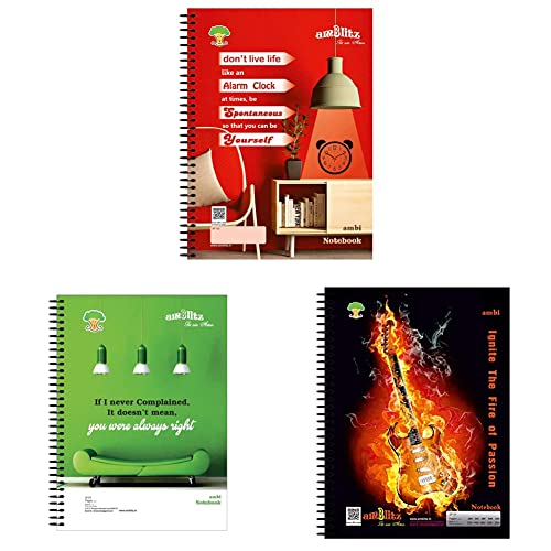 Image of amblitz Spiral Notebook, A4-500 Pages, Unruled & MEGA Spiral Notebook, 600 Pages - Single Line Ruled- 22 * 28.5cm & Unruled Spiral Notebook (A4, 400 pages) Pack of 4