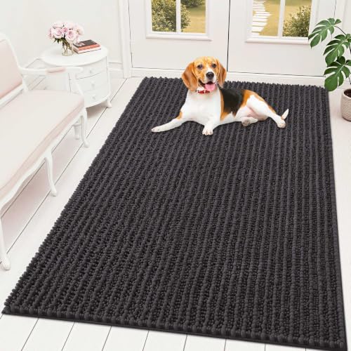 Image of OLANLY Dog Door Mat for Muddy Paws 59x35, Ultra-Absorbent Chenille Mud Mat