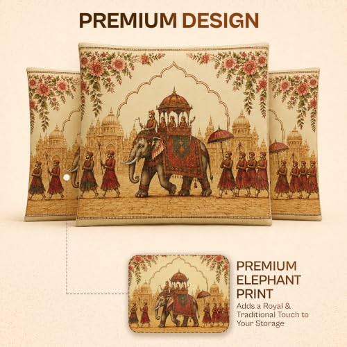 Image of JD FRESH 24 Pcs Large Non-Woven Saree Covers for Storage /Royal Elephant Design Saree Bags with Zip /Multi-Purpose Lehenga Storage Bag & Wardrobe Organizer /Clothes Cover for Dresses & Sarees(14x16 Inch)