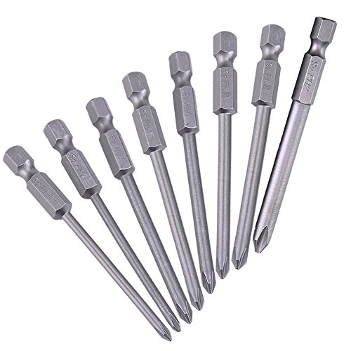 Yakamoz 8Pcs 1/4" Hex Shank Magnetic Cross Phillips Screw Head Screwdriver Bits Set Power Tools | 3-Inch Length #TOP2