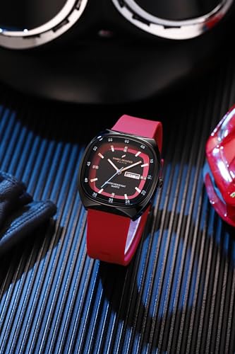 Image of Daniel Hechter Paris Bercy Collection Analog Quartz Watch for Men with Square Dial, Day-Date Display, Crystal Hour Markers and Silicone Strap - DHM1053