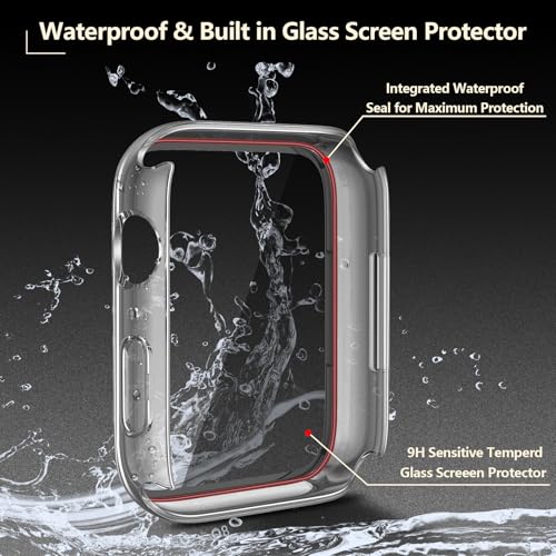 Carcasa rígida Apple Watch SE 40mm impermeable con protector de cristal templado HD 3