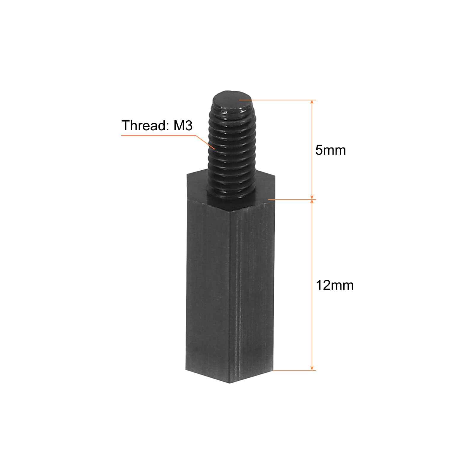 PATIKIL 100 Stück M3 Nylon Sechskant Abstandsschrauben Muttern, Leiterplatten Innengewinde Außengewinde Abstandshalter Kit Motherboards, Computergehäuse, Elektronik (12mm+6mm, Schwarz)