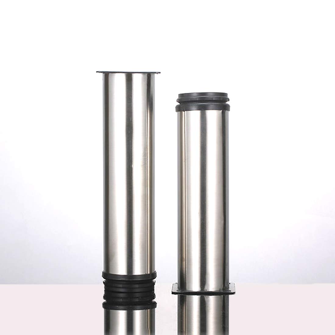 4 piezas Pies ajustables, Pies de gabinete de 200 mm de altura, patas de mesa, patas de muebles, acero inoxidable cepillado, altura ajustable de 0-15 mm, vienen con tornillos de acero inoxidable
