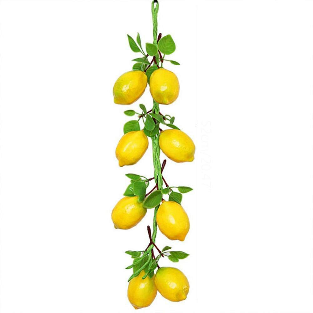Culer Yellow Hanging String Artificial Lemon Simulation Fruits, Fake Lifelike Lemon Fruits Hanging For Home Kitchen Shop Hotel Party Decoration