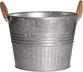 26 Kitchen Decor Ideas With Metal Pots That Feel Rustic 2 Headwind Round Galvanized Bucket w/Rope Handles – 12 Inch Metal Tub Buck...