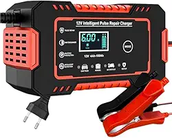 Carregador de Bateria Automotivo Inteligente 12V para Carros e Motos com Tela Digital, Proteção contra Sobrecarga
