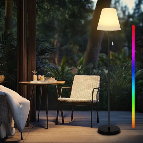 YUNYODA Solar Stehlampe Outdoor, Stehleuchte Garten Stehlampe Ferndimmen IP65 Wasserdicht Dimmbar Warmweiß und RGB Akku stehlampe kabellos USB...