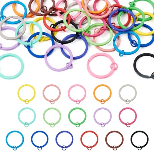 Bestewelry 32Pcs Flat Key Rings Colorful Metal Split Keyrings 16 Colors Spray Painted Spring Key Chain Rings for Home Car Office Keys Attachment Purse Decor