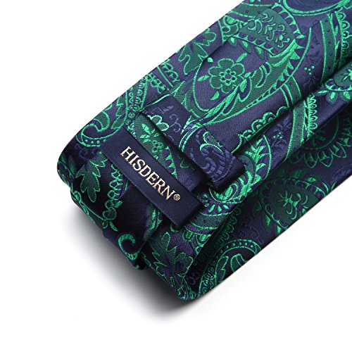 Image of HISDERN Ties for Men Paisley Floral Tie Handkerchief Classic Woven Business Formal Necktie and Pocket Square Set Wedding