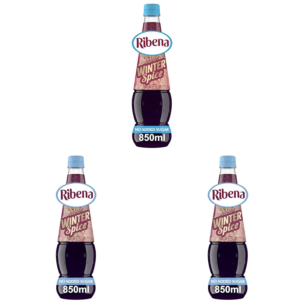 Ribena Winter Spice Squash No Added Sugar 850ml - Real British Blackcurrants | Rich in Vitamin C | No Artificial Colours | Winter Seasonal Spices | Can Serve Hot & Cold (Pack of 3)