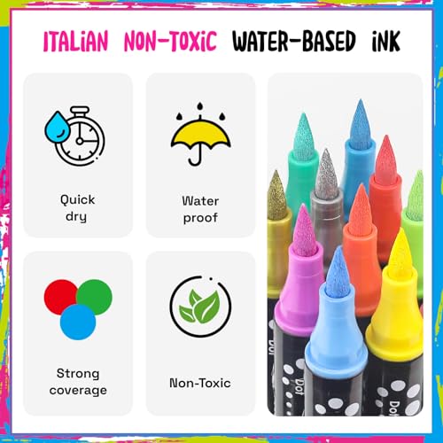 Coogert U1-PM-DT-30 Colors Dual Tip Acrylic Paint Markers,Fine Tip And Brush Tip Permanent Acrylic Paint Pens thumb #2