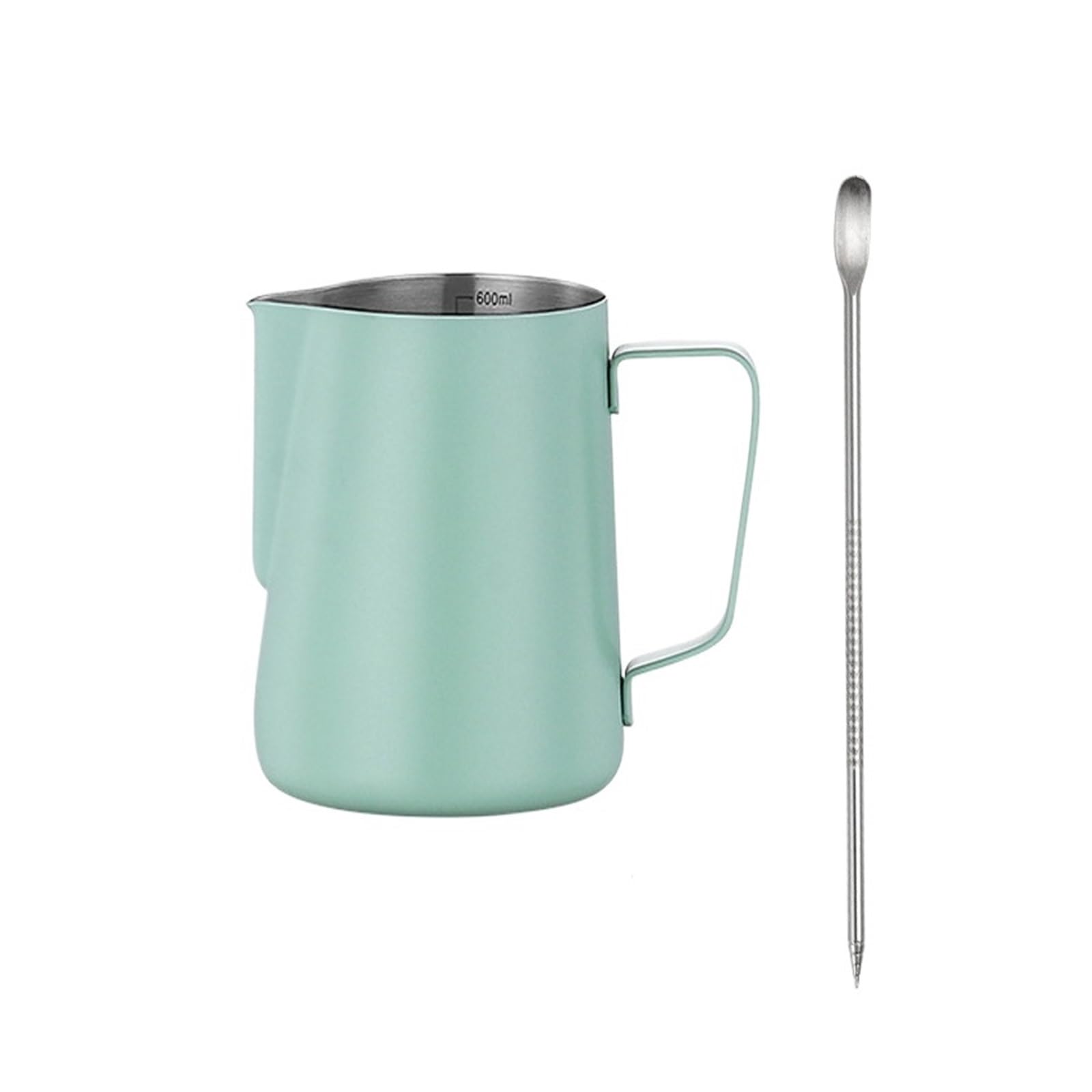 Jarra de espuma leche acero inoxidable, taza café, capuchino, Latte, arte, jarras Barista(Light Green 600ml)
