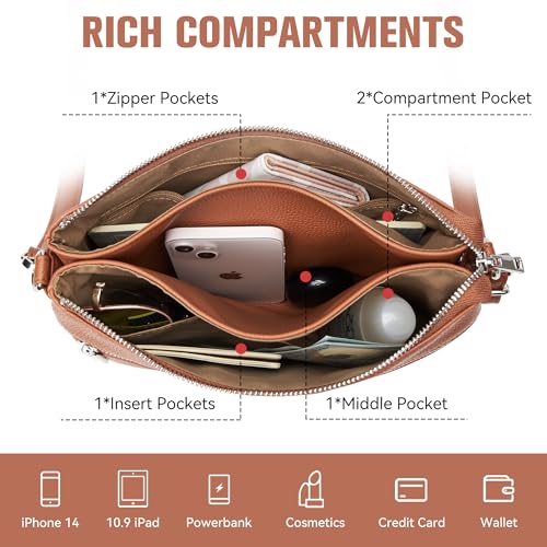 KALIDI Crossbody Bag Vegan Leather Casual Zipper Work Bag Weekender Hobo for Women shoulder Travel Dating4