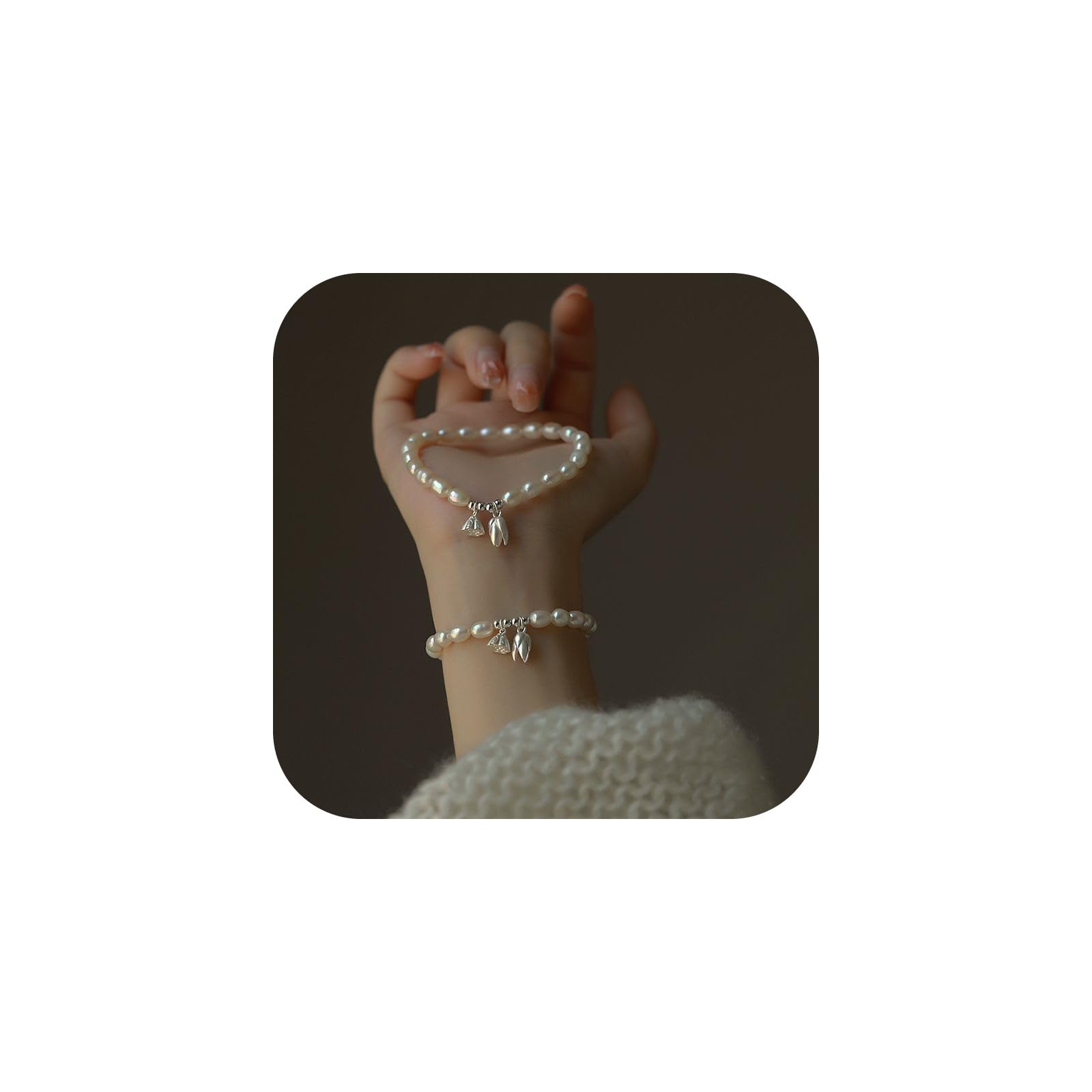 Freshwater Pearls Bracelet for Women Boho Natural Cute Delicacy Crystal Bracelets Dainty Gifts for Her