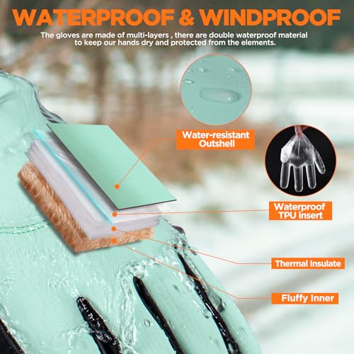 Image of rivmount Winter Waterproof Ski Snow Warm Gloves for Women Men, Windproof Cold Weather Thermal with Touchscreen Fingers, for Running Driving Cycling Hiking Biking Outdoor Sports Daily Work