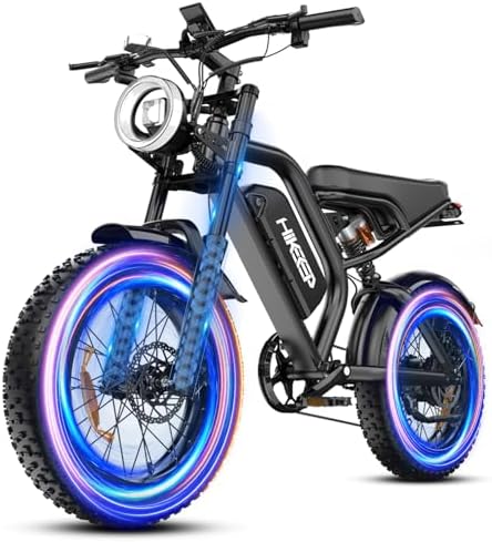 GLOBALKEEP Electric Bike for Adults, 750W/1500W Peak Motor Ebike, 48V 15.6Ah Removable Battery 32/75-Mile Range, 20MPH Fat Tire E-Bike, Full Suspension, 7-Speed Gears, All-Terrain Commuter & Off-Road