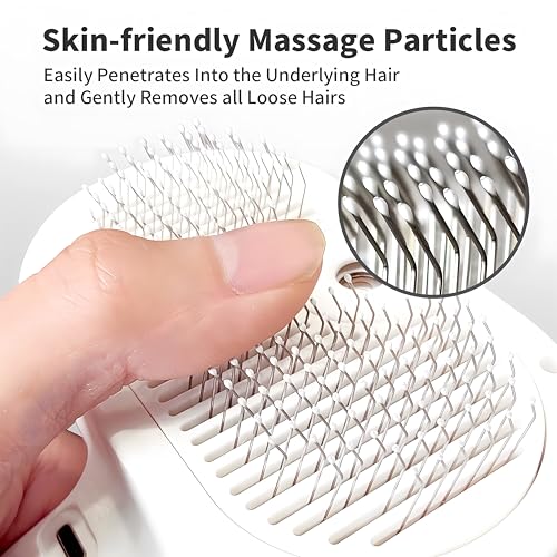 Image of Cat Steam Brush For Shedding, Grooming Tool for Cats and Dogs with Steam Function, Massage, and Shedding Hair Removal - Ideal for Pets, Featuring Weighted Blanket Technology, Hair Brush (white comb)