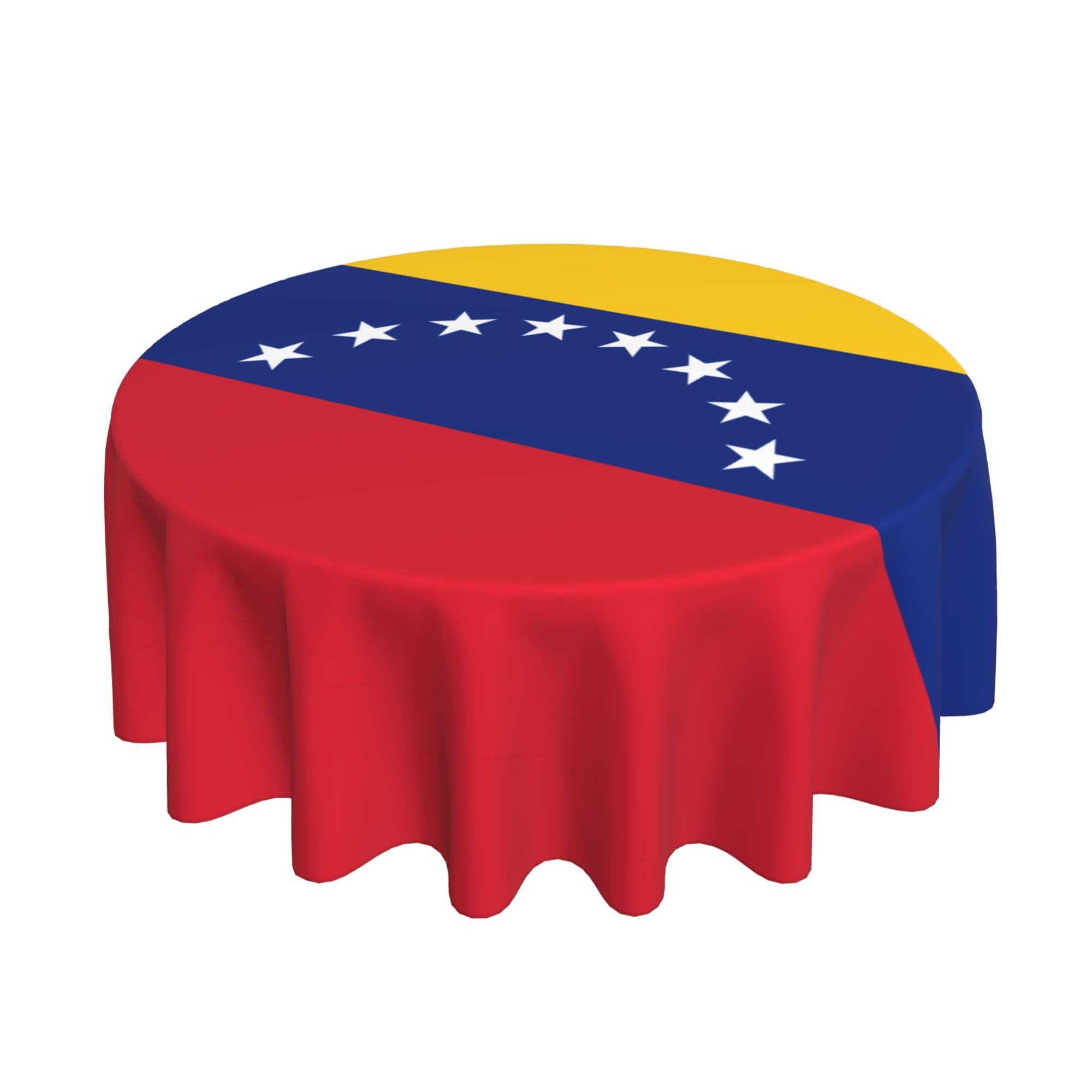 HLBSDM Flag of Venezuela 60" Restaurant Circle Decor Tablecloth Festive Table Cover Round Art Desk Cloth