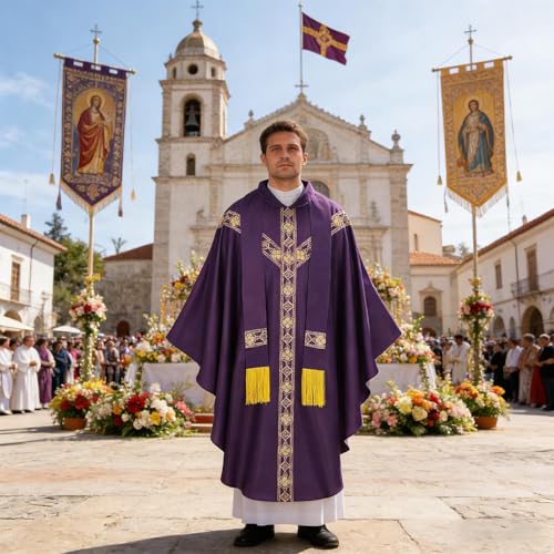 Robe de pasteur pour hommes avec ruban église catholique - 3