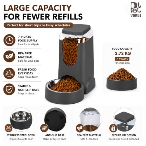 Image of PetVOgue Automatic Dog Feeder Gravity Cat Food Dispenser Large Capacity Self Feeding Pet Food Bowl for Puppy Kitten Rabbit