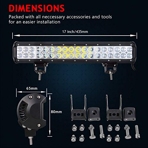 Willpower 17 Inch 108W Flood Spot Combo Led Work Light Bar For Truck Car Atv Suv 4X4 Jeep Truck Driving Lamp #TOP1