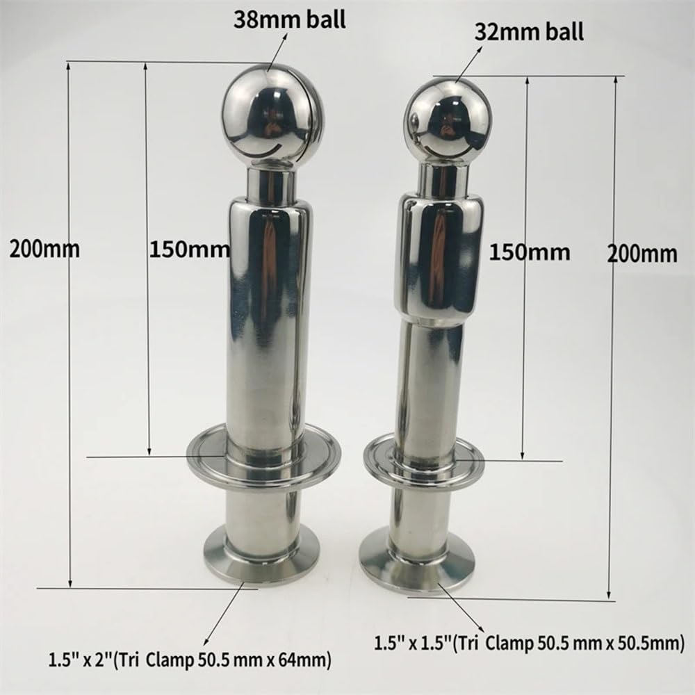 Boule De Nettoyage, Boule De Pulvérisation CIP Rotative Tri Clamp 1,5" À Tri Clamp 1,5" 2"Tri Clover Compatible SS304 Boule De Nettoyage De Réservoir En Acier Inoxydable ( Size : 1.5inch X 2inch )