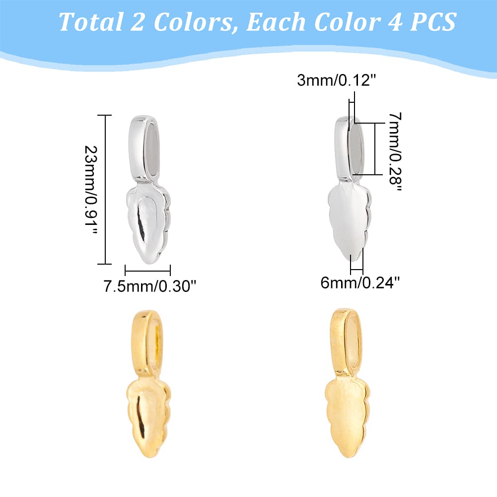 PH PandaHall 50 Stuks Lijm op Bail Hanger, Gouden Platte Pad Charms Blad Connector voor Oorbel Ketting Sieraden Maken