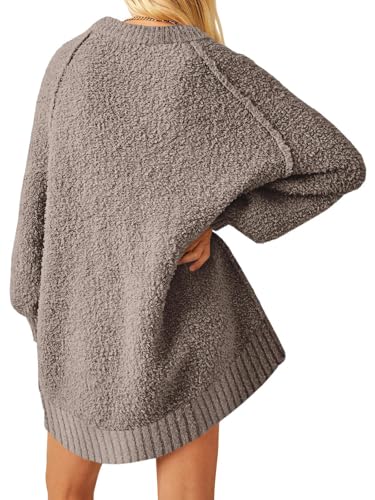 UNCLECAT Women's Oversized Sweaters Trendy Fuzzy Knit Sweater Tops Long Sleeve Crewneck Casual Pullover2