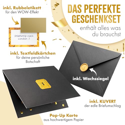 BASICBIRD Gutschein zum Selberausfüllen als PopUp Schatztruhe, Gutschein Karte Geburtstag mit Rubbelkarte, Gutscheine zum selber ausfüllen, Gutscheinkarten zum selbstausfüllen, Geburtstage, Geschenke
