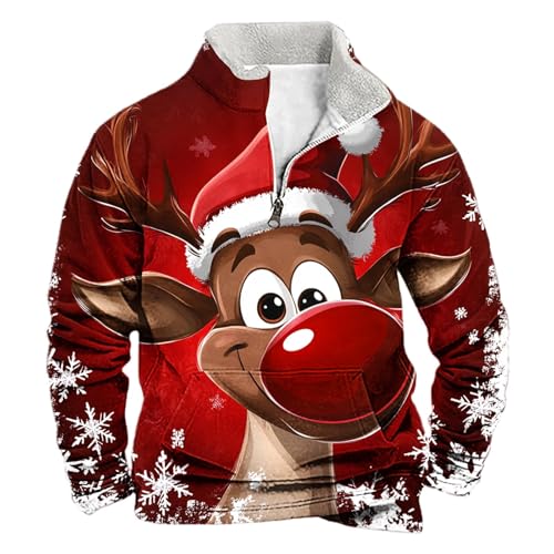 Neu Weihnachtspullover Herren Lustig Weihnachtsmann Rentier Schneemann...