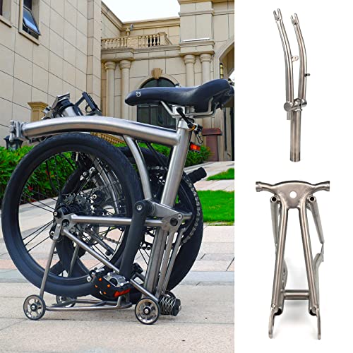 Tibromtack Titanium Fork And Rear Triangle For Brompton Bicycle 16 Inches Ultra Light Folding Bike Grade9 Ti Frame (Matt Black) #TOP4