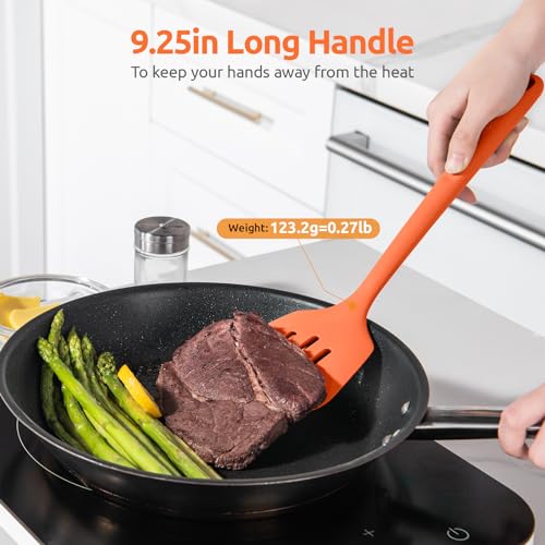 Image of U-Taste Silicone Turner Slotted Spatula, 13.6 inch Long /3.7 inch Wide, Orange