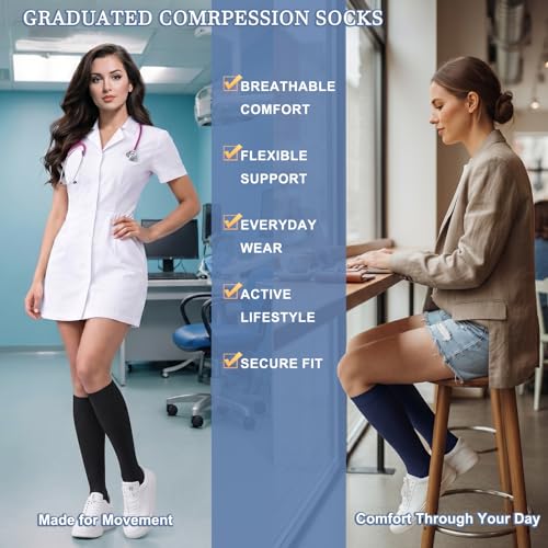 Image of Sooverki Compression Socks for Women and Men Circulation (3 /4 Pairs) is Best Support for Running Athletic Cycling Hiking