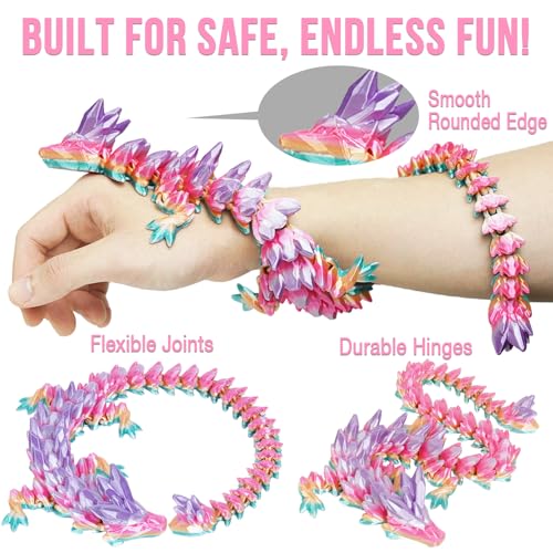 Small Dragon Eggs with Dragon Inside, 3D Printed Surprise Funny Gifts for Kids, Articulated Dragon Fidget Toys for Adults, Executive Desk Toys Office Room Décor (Pastel Rainbow)