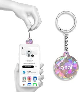 Popl Keychain Digital Business Card - Smart NFC Tag - Instantly Share Contact Info, Social Media, Payment, Apps and More - iPhone and Android - Features NFC Tap and QR Scan (Diamond QR)