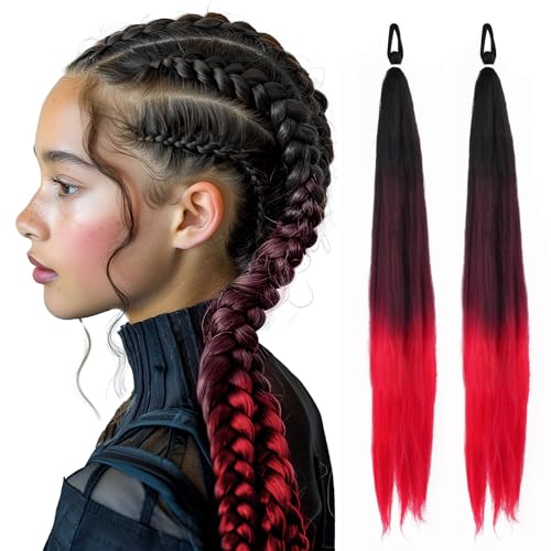 Pack of 2 Synthetic Hair for Braiding 75 cm, Hair Strands for Braiding Hair, Braids Extensions with Scrunchie, Braided Braid Hairpiece, Colourful Hair Strands for Children Party, Holiday, Carnival Pack of 2 Synthetic Hair for Braiding 75 cm, Hair Strands for Braiding Hair, Braids Extensions with Scrunchie, Braided Braid Hairpiece, Colourful Hair Strands for Children Party, Holiday, Carnival