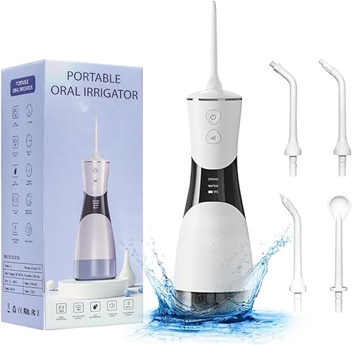 Irrigador dental de agua inalámbrico para dientes, 5 modos, irrigador oral dental, portátil y recargable, IPX7, impermeable, potente duración de la