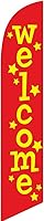 Vista 1 de Bandera de bienvenida con plumas para festivales y eventos, solo bandera de repuesto, color rojo con estrellas