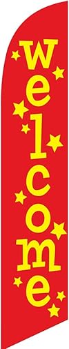 Bandera de bienvenida con plumas para festivales y eventos, solo bandera de repuesto, color rojo con estrellas