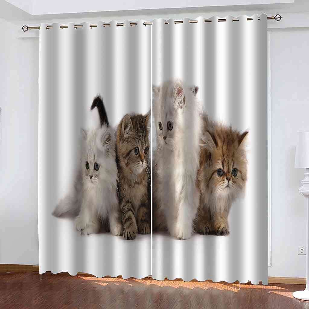 Rideau occultant chaton 3D lot de 2 rideaux isolants 264x242 cm pour salon moderne