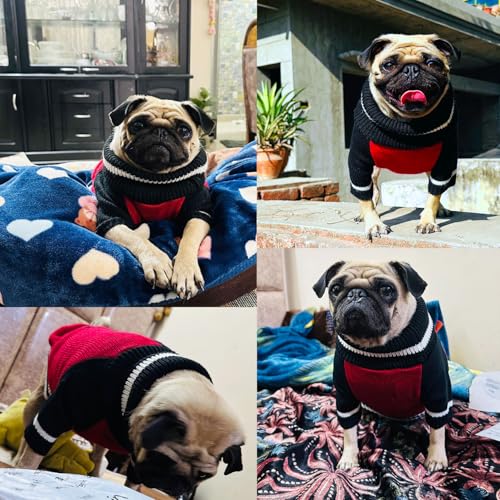 Image of Lulala Pet Puppy Clothes to Keep Warm in Autumn and Winter, Knitted Sweater, Teddy Poodle Clothes, Small Dogs Jacket Suitable for Pets (Red, 8 Inch)