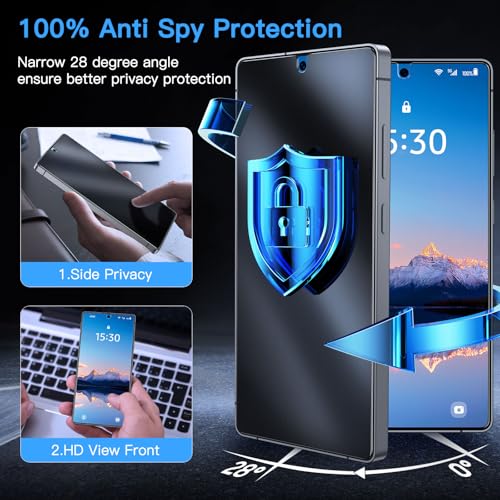 Image of Uyiton for Samsung Galaxy S25 Ultra Matte Privacy Screen Protector | Anti-Fingerprint Anti-Spy Shatterproof Full Coverage Case Friendly 9H Tempered Glass Screen Cover, 2 Pack